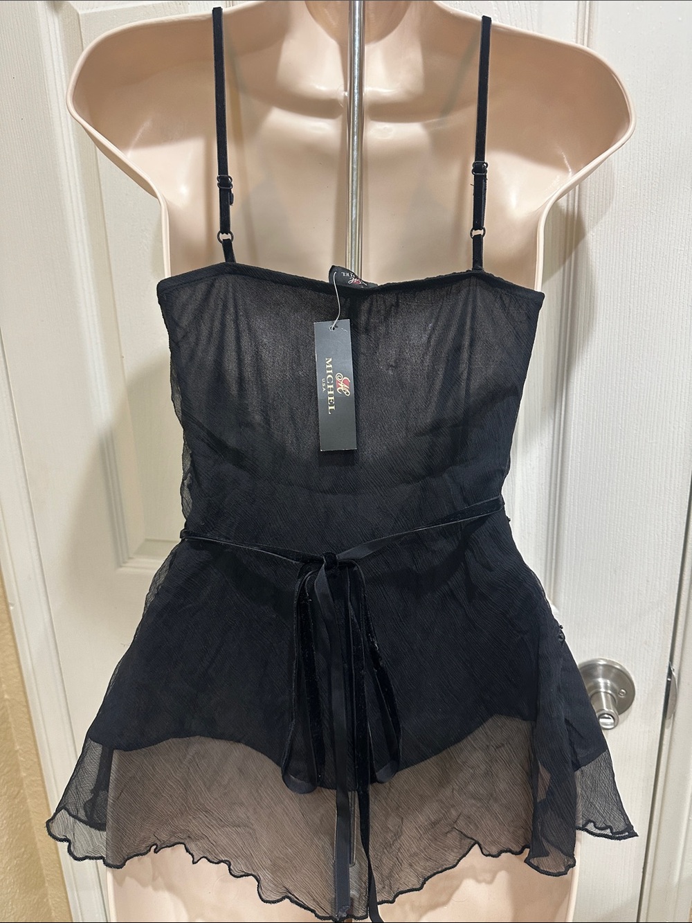 Elegant Black Beaded V-Neck Spaghetti Strap Camisole 100% silk size small - Picture 6 of 6